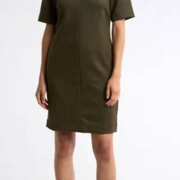 NWT Spanx Faux Suede Column Dress in utility green sz Medium - Picture 1 of 6